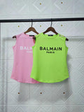 T Shirt Balmain Spring/Summer Flocking Letter round Neck Sleeveless Vest T-shirt for Women