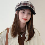 Check Beret Hat Plaid Fashion Beret