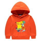 Children Pokemon Pikachu Hoodie Autumn and Winter Boys and Girls Children Fleece-Lined Long Sleeve