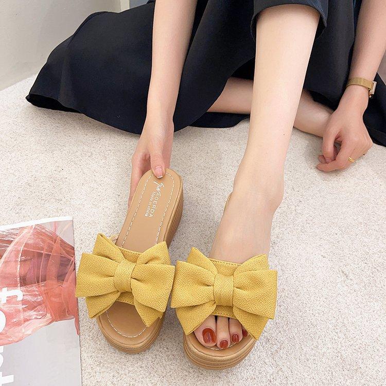 Women Open Toe Sandals Flats Bowknot Summer Thick Bottom Fashion Sandals