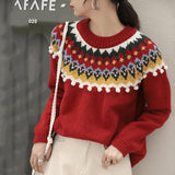 Fair Isle Sweater Cottagecore Outfits for Women Autumn Winter Retro Diamond Loose Pullover