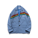 Men's Casual Suit Man Blzer Rainbow Inkjet Suit Jacket Men's Chain Loose Small Suit
