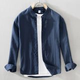 White Work Shirts Autumn Cotton and Linen Men Long Sleeve Shirt Top