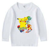 Children Pokemon Pikachu Hoodie Pikachu Spring and Autumn Bottoming Shirt Boys T-shirt