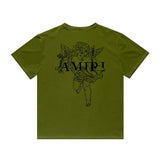 Amiri T Shirt Angel Sketch Printed Casual Hip Hop Short Sleeve T-shirt