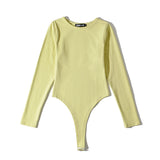 Women Fall Fall Four-Color round Neck Corset Leotard Slim Fit Bottoming Top