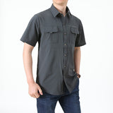 Men's Habit Shirts Spring Men's Solid Color Short Sleeve Slim Lapel Casual Men