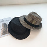 Italian Fedora Hats Plaid Woolen Hat Autumn and Winter Fedora Hat Men