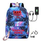 Stranger Things Hellfire Club Backpack Stranger Things Printed USB Backpack Student School Bag