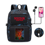 Stranger Things Hellfire Club Backpack Printed Backpack Large Capacity School Bag for Teenagers Students USB Computer Bag