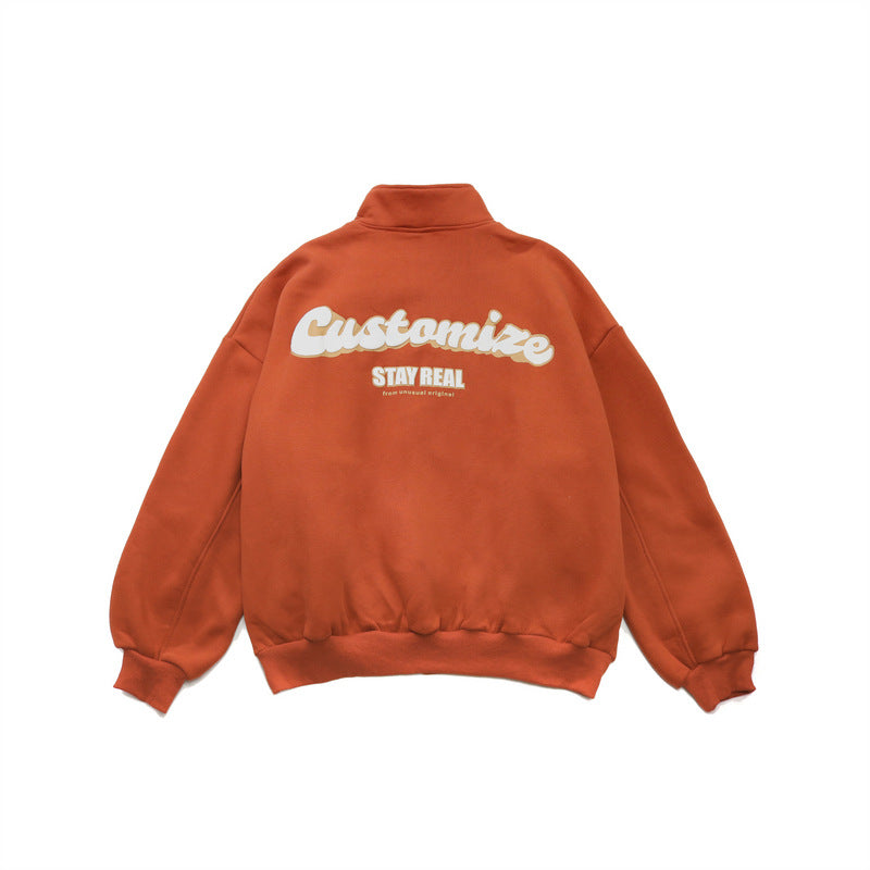 Baby Blue Varsity Jacket Embroidered Long Sleeve Baggy Coat Men