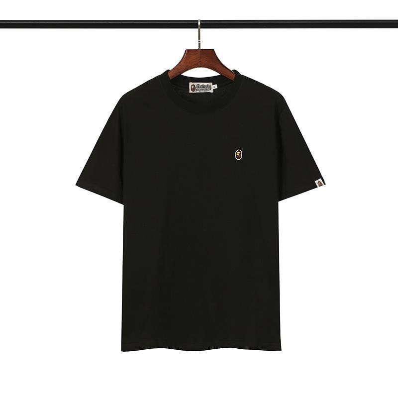 Shark Print T Shirt Embroidered Ape Head Short Sleeve Cotton T-Shirt