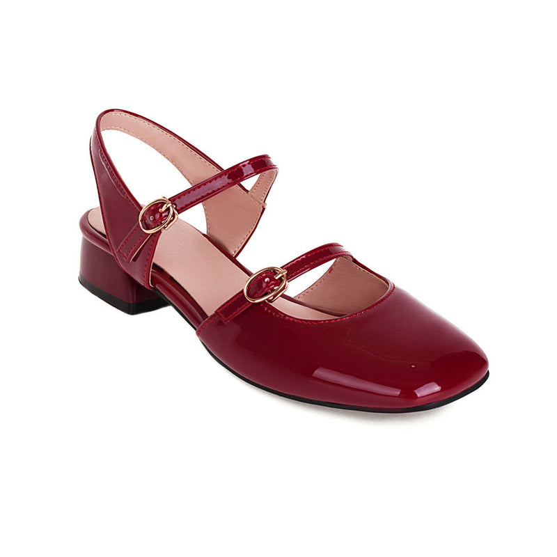 Flat Dress Sandals Women's Spring and Summer Low Heel Large Size Buckle Sandals