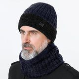 Men Winter Hats Autumn and Winter Hat Fleece-Lined Thickened Knitting Warm