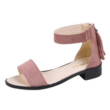 Nude Block Heel Peep Toe Roman Sandals