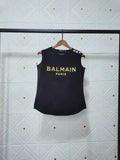 T Shirt Balmain Spring/Summer Letter Cotton round Neck Sleeveless Vest T-shirt for Women