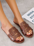 Women Open Toe Sandals Flats Summer Flat Bottom Slip-on Casual Slippers