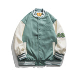 Baby Blue Varsity Jacket Baseball Uniform Color Contrast Patchwork Boys Jacket