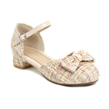 Flat Dress Sandals Spring and Summer Low Heel Buckle Bow Sandals for Women