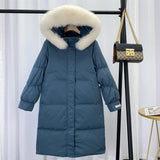 Women Winter Coats Puffer Jacket Down Coat White Duck Down Jacket Hooded Thickened Big Fur Collar Coat