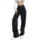 Julia Fox Low Rise Trousers Personality Design Loose Wide Leg