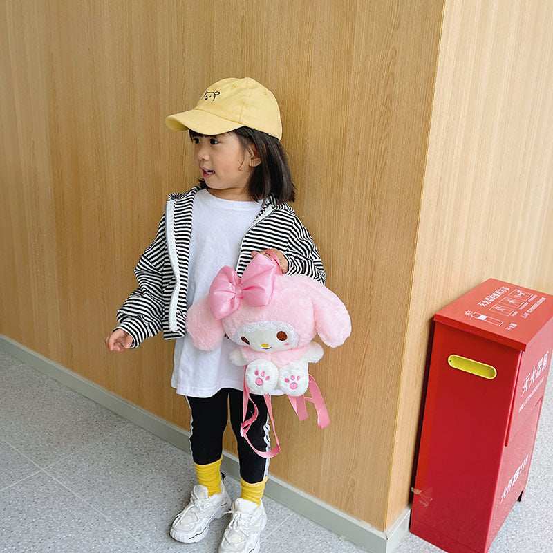 My Melody Plush Plush Rabbit Children's Backpack Cute Boys and Girls Small Backpack 2-6 Years Old Children's Toy Decoration Bag Kulomi