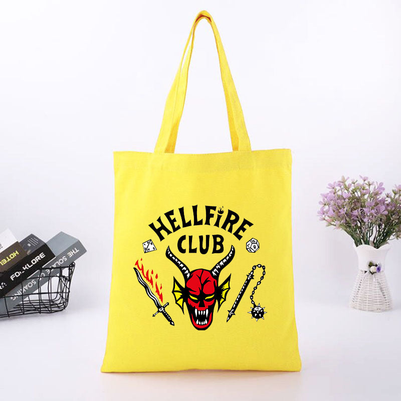 Stranger Things Hellfire Club Handbag Cartoon Printed Canvas Bag One Shoulder Fashion Portable Shopping Bag