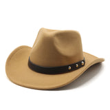 Cowboy Hats Punk Western Cowboy Hat Autumn and Winter Woolen Felt Hat Men and Women Fedora Hat