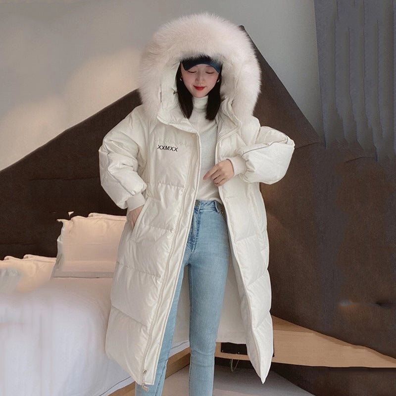 Women Winter Coats Puffer Jacket Down Coat Hooded Down Jacket Female Winter Luminous White Duck Down Mid-Length