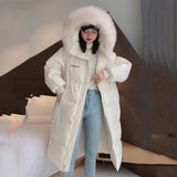 Women Winter Coats Puffer Jacket Down Coat Hooded Down Jacket Female Winter Luminous White Duck Down Mid-Length