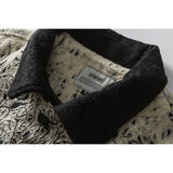 Black Varsity Jacket Autumn Gradient Printing Men's Casual Jacket Coat Polo Collar Top