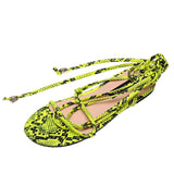 Women Open Toe Sandals Flats Large Size Summer Serpentine Sexy Fashion Lace-up Flat Floral Sandals