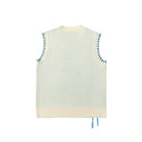 Men Sweater Vest Hand Stitching Color Matching Sweater Waistcoat Men's Brand Loose V-neck Sleeveless Sweater Vest