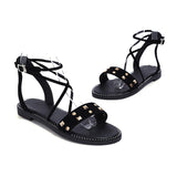 Flat Dress Sandals Summer Square Heel Rivet Plus Size Hollow-out Buckle Casual Sandals