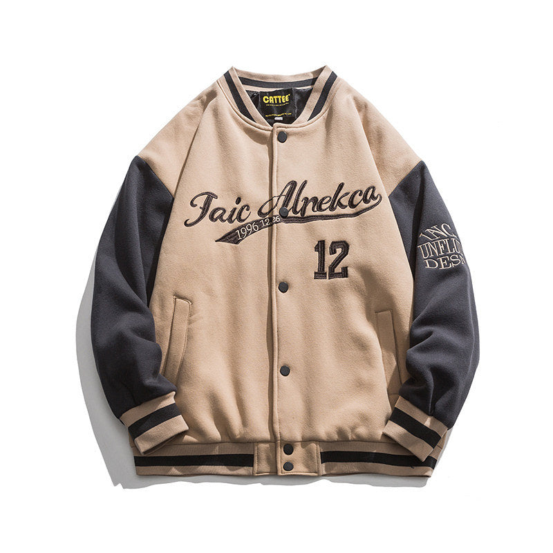 Varsity Jacket Vintage Spring Coat Japanese Campus Fresh Artistic Style Stitching Letter Embroidery Men's Jacket