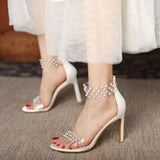 Nude Heels for Wedding Sandals Zipper Stiletto Heels