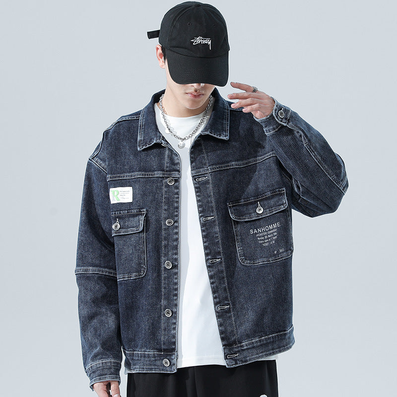 Denim Jacket Men's Loose Casual Youth Stretch All-Matching Jacket
