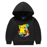 Children Pokemon Pikachu Hoodie Autumn and Winter Boys and Girls Children Fleece-Lined Long Sleeve