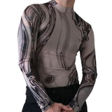 Men Rave T Shirt Sexy Men's Fashionable All-Match Printed Slim Top