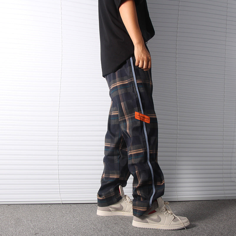 Men's Pants Vintage Plaid Pants Men's Loose Casual