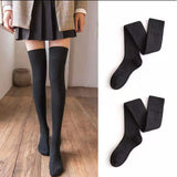 Winter Thick Knit Thigh High Socks Long Stockings Boot Autumn and Winter Fleece-Lined Thickened JK High-Top Hold-Ups
