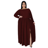 Nina Parker plus Size Dresses Slit Loose Casual Dress Set