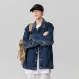 Denim Jacket Men's Autumn and Winter Jacquard Loose Student Top All-Matching Jacket