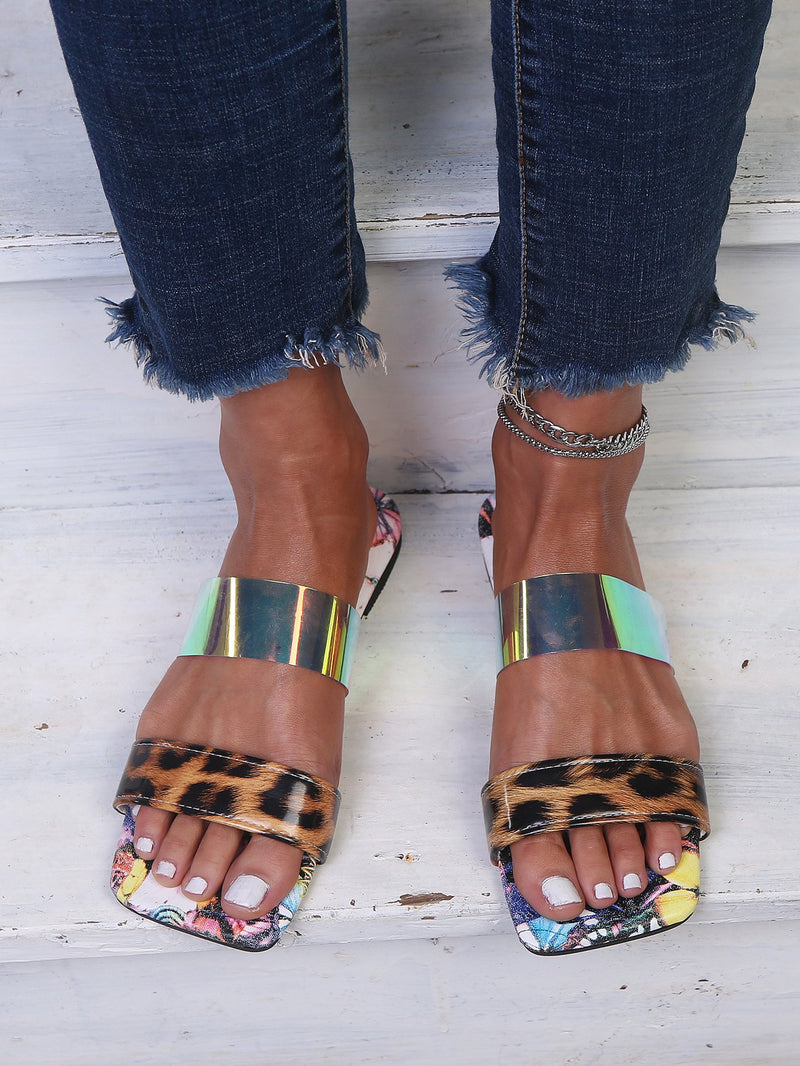 Fancy Sandals Summer Snake Pattern Flower Flat Sandals for Women