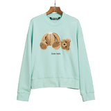 Palm Angels Sweatshirts Angel Broken Bear Embroidered Crew Neck Loose Coat