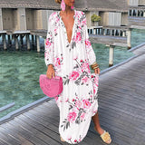 Nina Parker Graffiti Dress Long Sleeve Skirt Button Loose Dress
