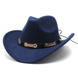 Cowboy Hats Autumn and Winter Top Hat Women's Retro Rolled Brim Fedora Hat Men's Casual