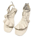 Women Open Toe Sandals Flats Summer Ruffles Flat Large Size Sandals