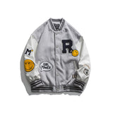 Varsity Jacket Vintage Men's Autumn Coat Campus Color Contrast Patchwork Youth Jacket