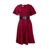 Nina Parker plus Size Dresses Bell Sleeve Solid Color plus Size Dress
